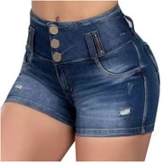 Mitankcoo Women's Shorts Athletic - High Waisted Summer Casual Ripped Jeans Booty Denim Shorts 3 Buttons
